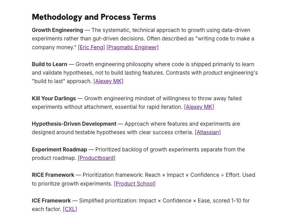 Growth Engineering Glossary
